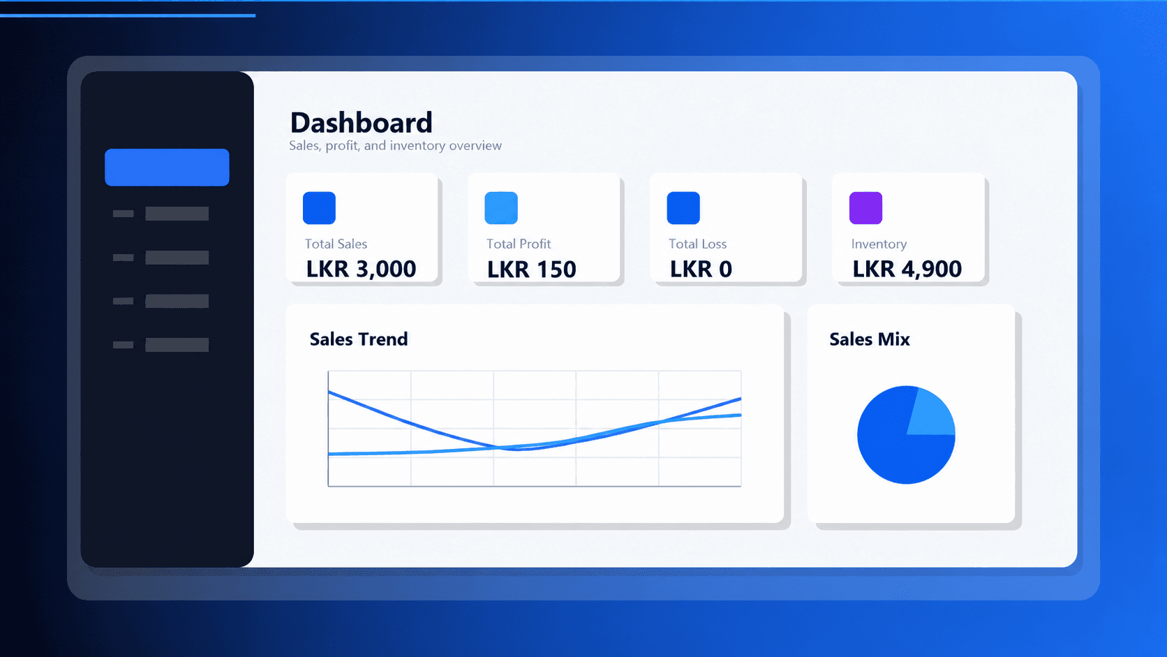 MSHPOS dashboard showing sales and inventory overview